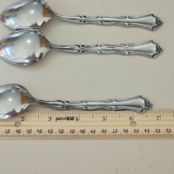 3 Northland model Soup Spoons inches stainless 90s vtg Baroque pierced floral in - Picture 8 of 11